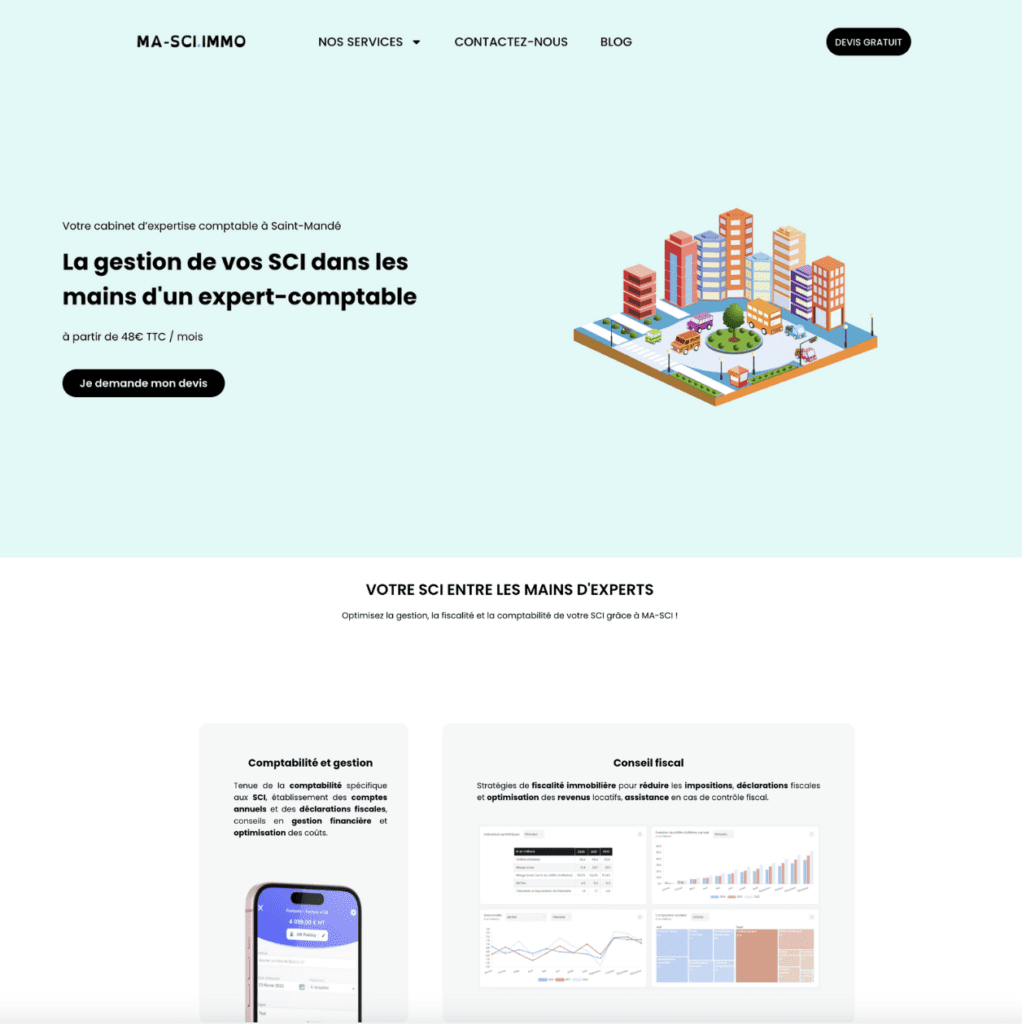 Illustration de la page d'accueil du site MA-SCI