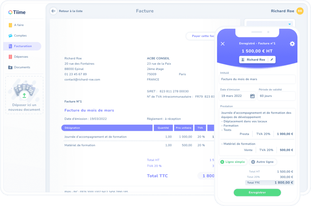 Illustration du logiciel Tiime