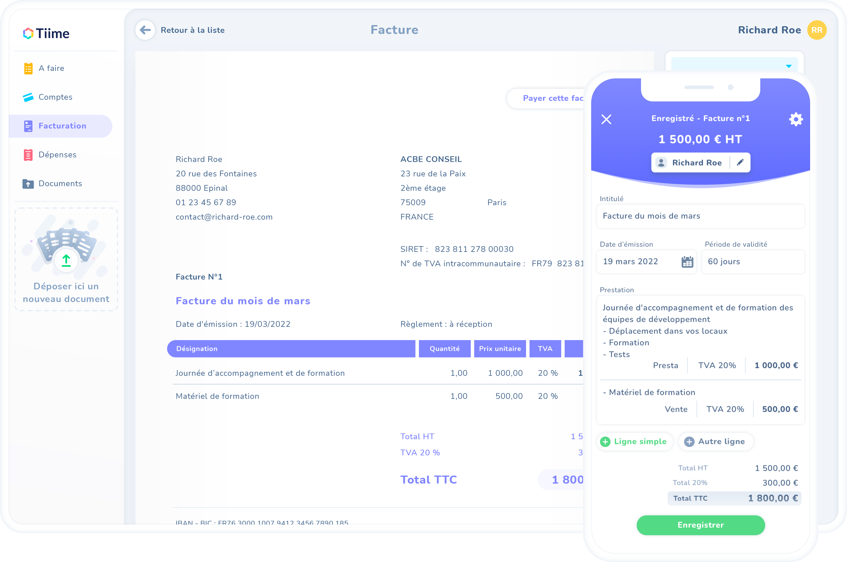Interface Tiime — gestion des pièces comptables